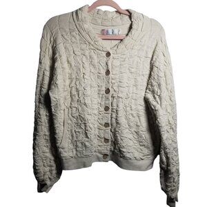 Free People Beach Women's Bomber Ruched Beige Sweater Sz L
